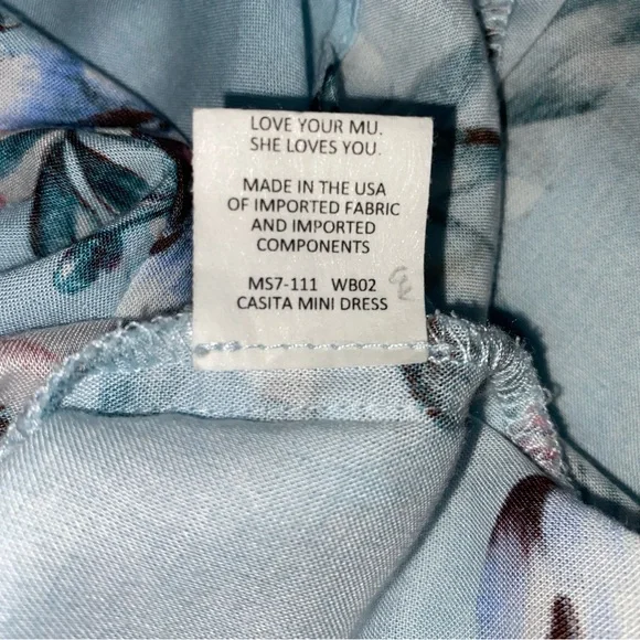 Show Me Your Mumu NWT Casita Mini Dress Wildflower Breeze Off Shoulder M Blue - Picture 14 of 14